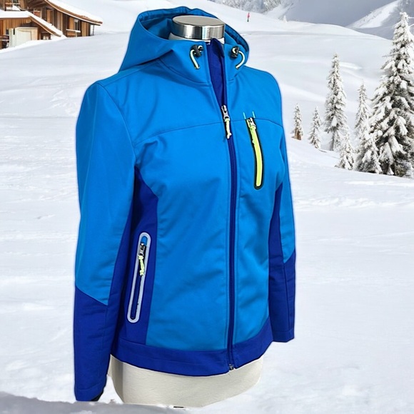 Free Country Blue/Teal Softshell Fleece-lined Hooded Jacket - Picture 10 of 16